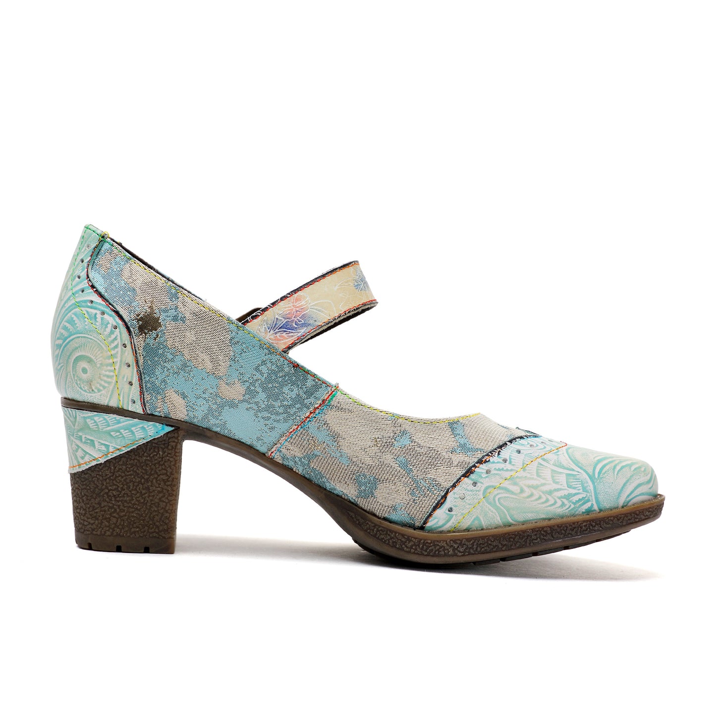 Starlit Grace Vintage Blue Leather Buckle Pumps Wedding