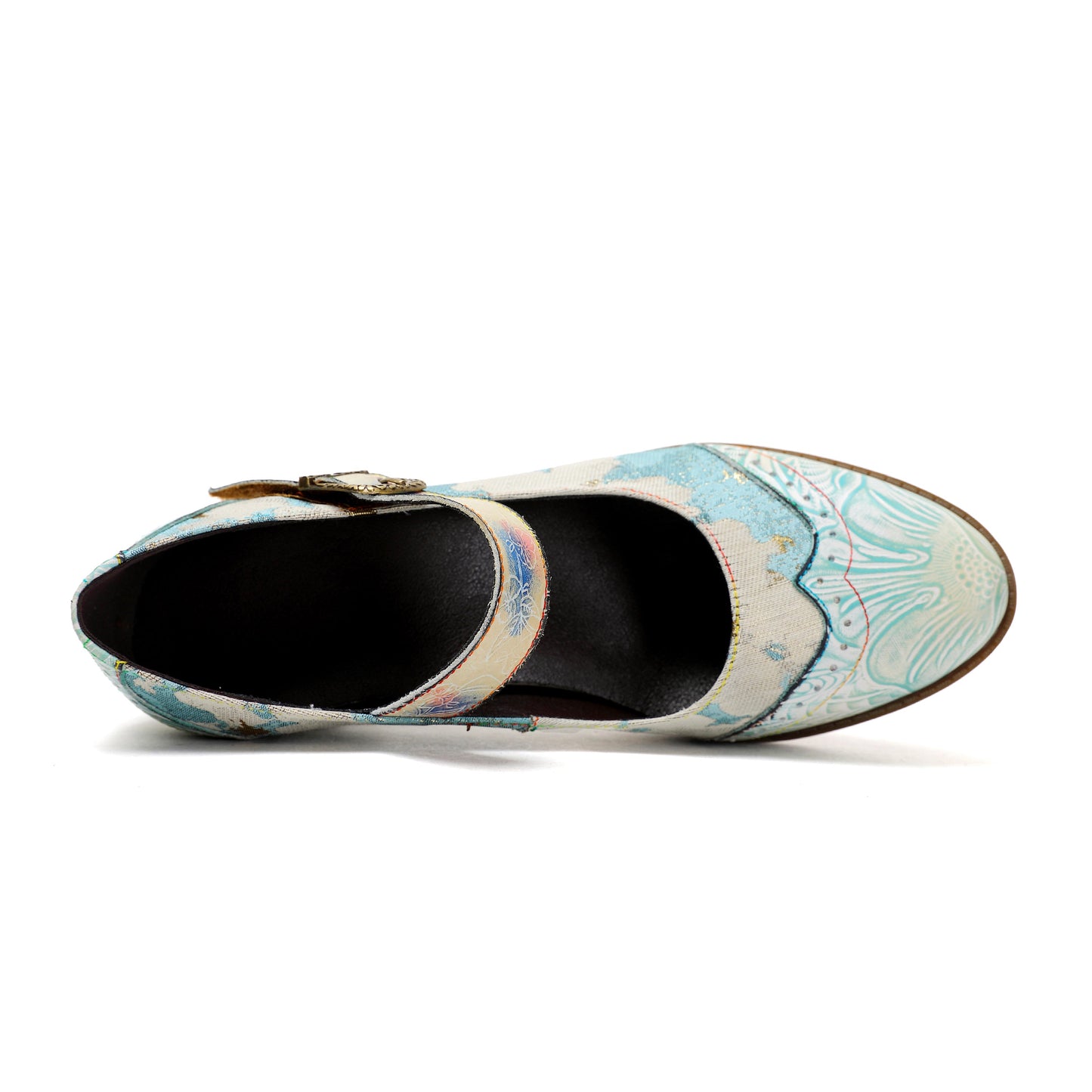 Starlit Grace Vintage Blue Leather Buckle Pumps Wedding