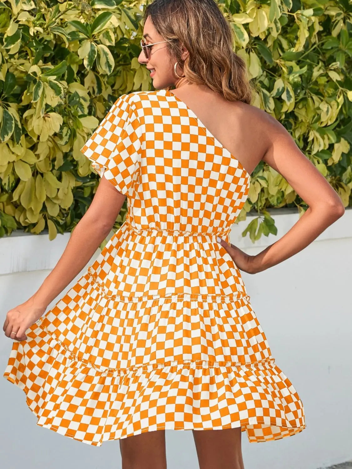 Chic Lunar Beauty Checkered Mini Dress