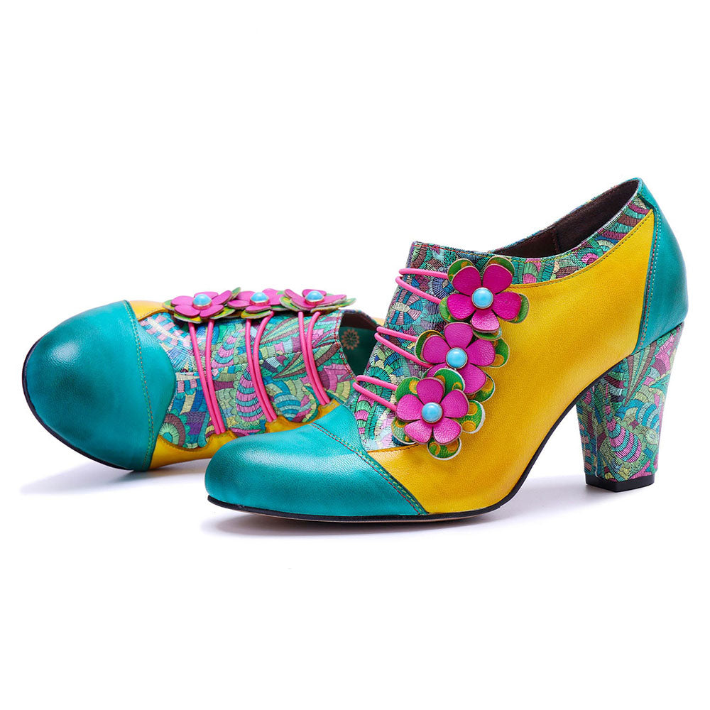 Starlit Vintage Radiance Handmade Bohemian Graffiti Pumps
