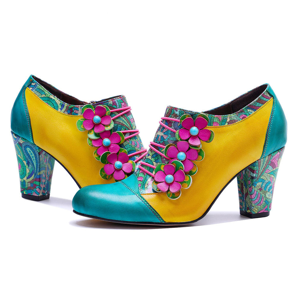 Starlit Vintage Radiance Handmade Bohemian Graffiti Pumps