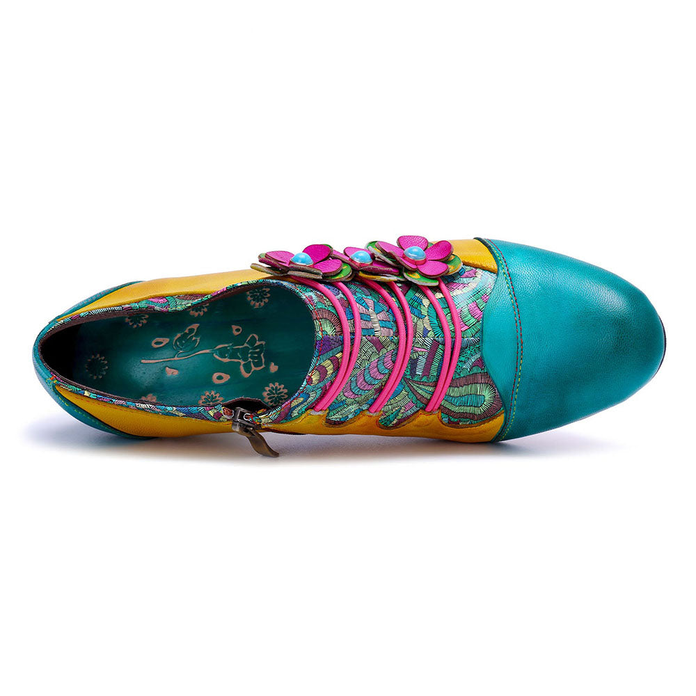 Starlit Vintage Radiance Handmade Bohemian Graffiti Pumps