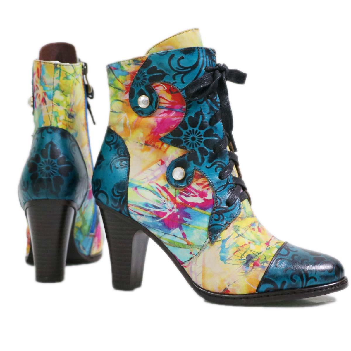 Starlit Retro Handpainted Leather Boots For Confidence