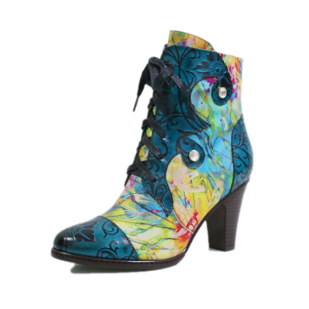 Starlit Retro Handpainted Leather Boots For Confidence