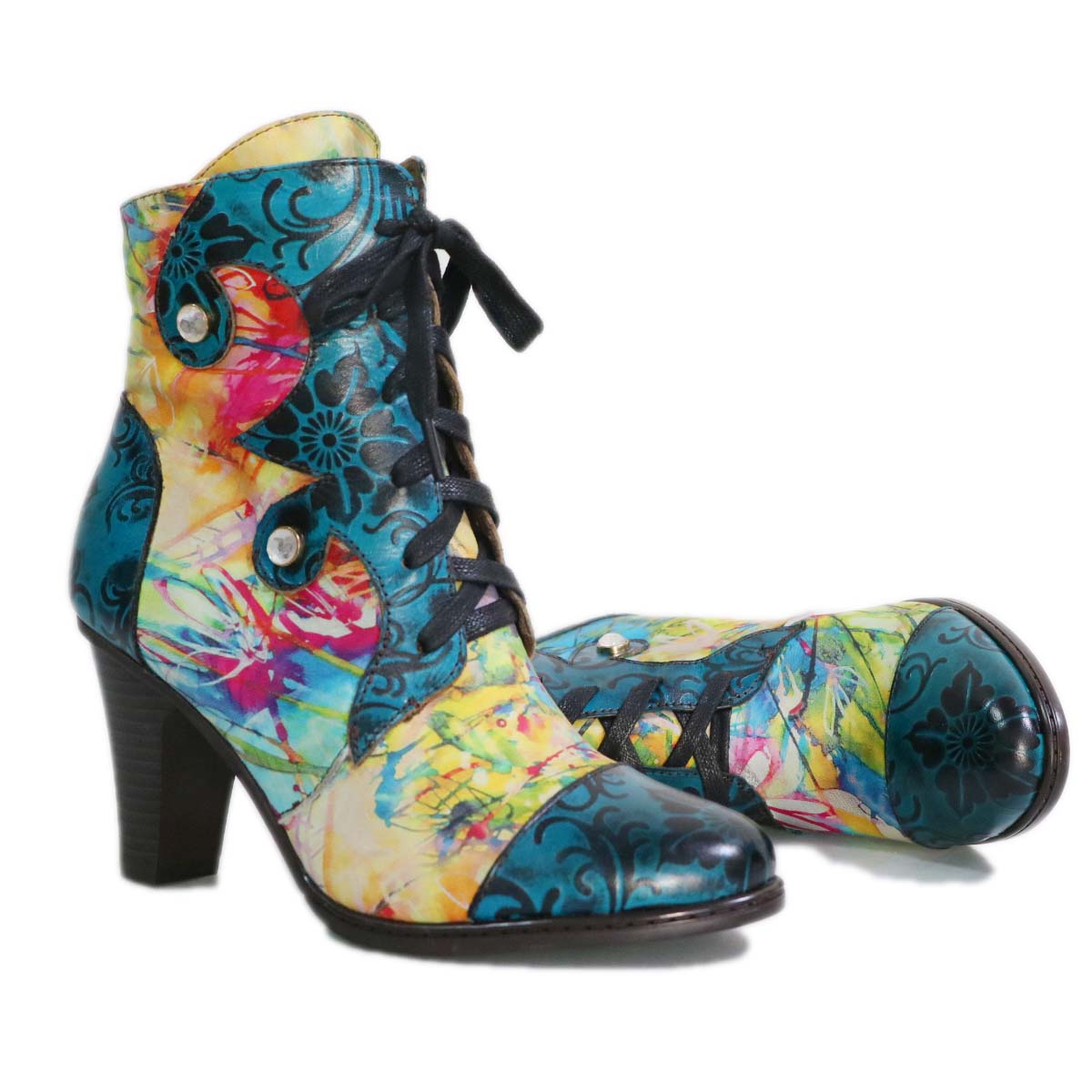 Starlit Retro Handpainted Leather Boots For Confidence