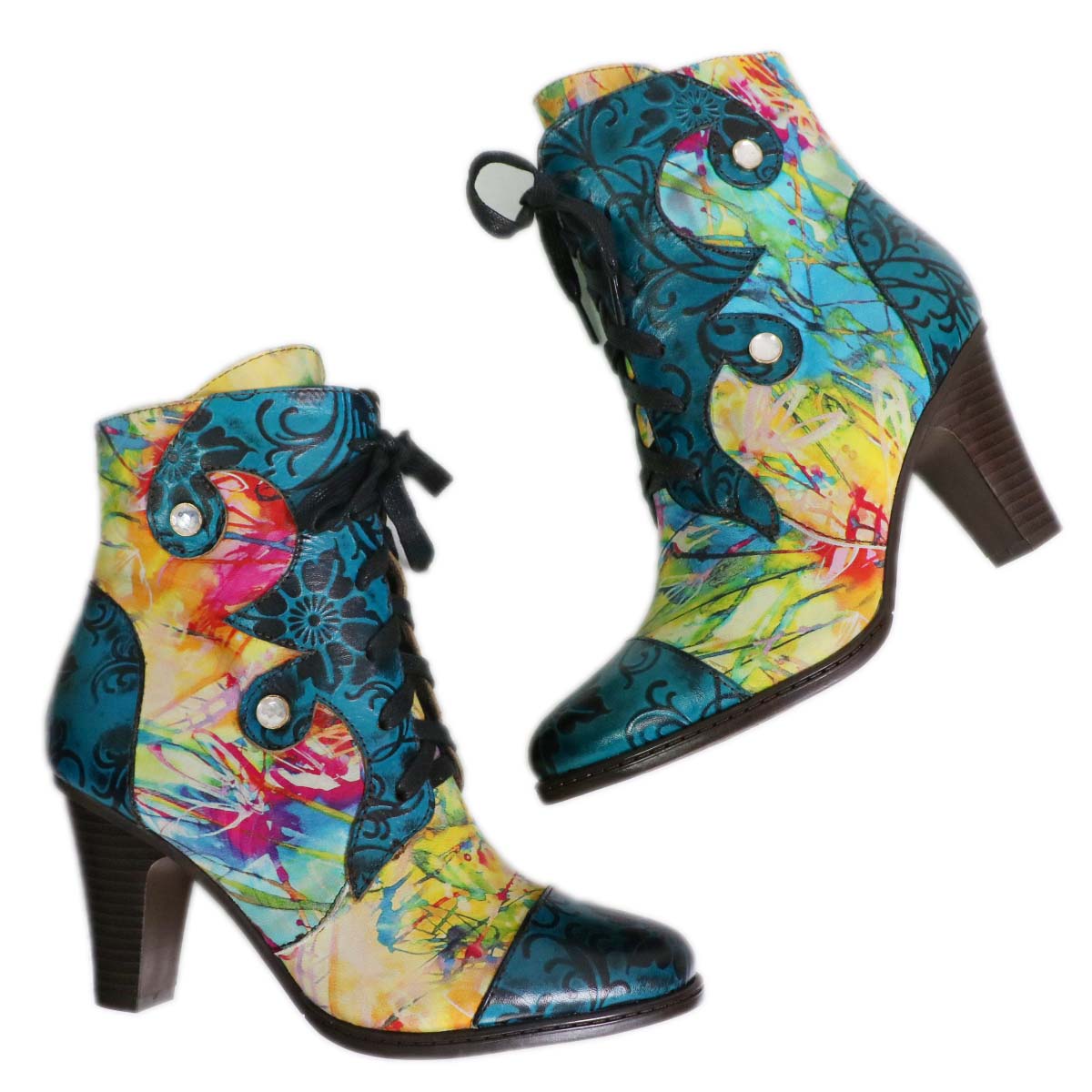 Starlit Retro Handpainted Leather Boots For Confidence