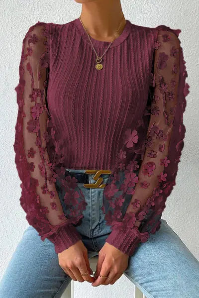 Celestial Chic Floral Applique Blouse
