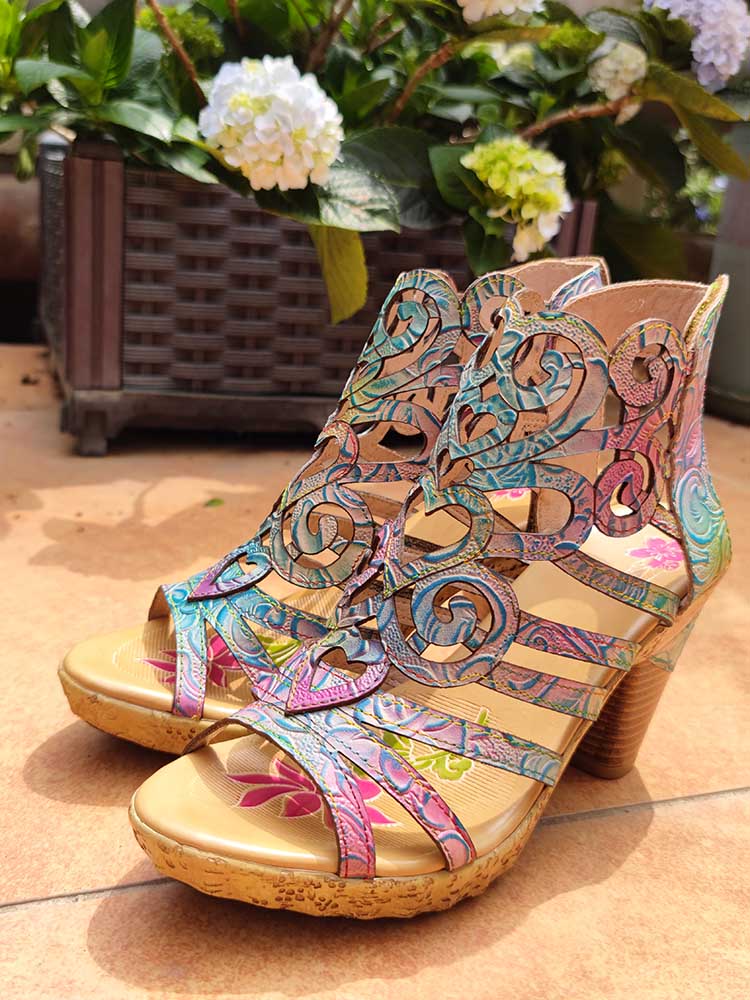 Starlit Confidence Hand Painted Leather Sandals Luxe