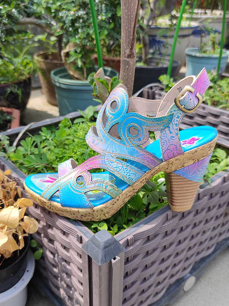 Starlit Hand Painted Leather Sandals For Bold Confidence
