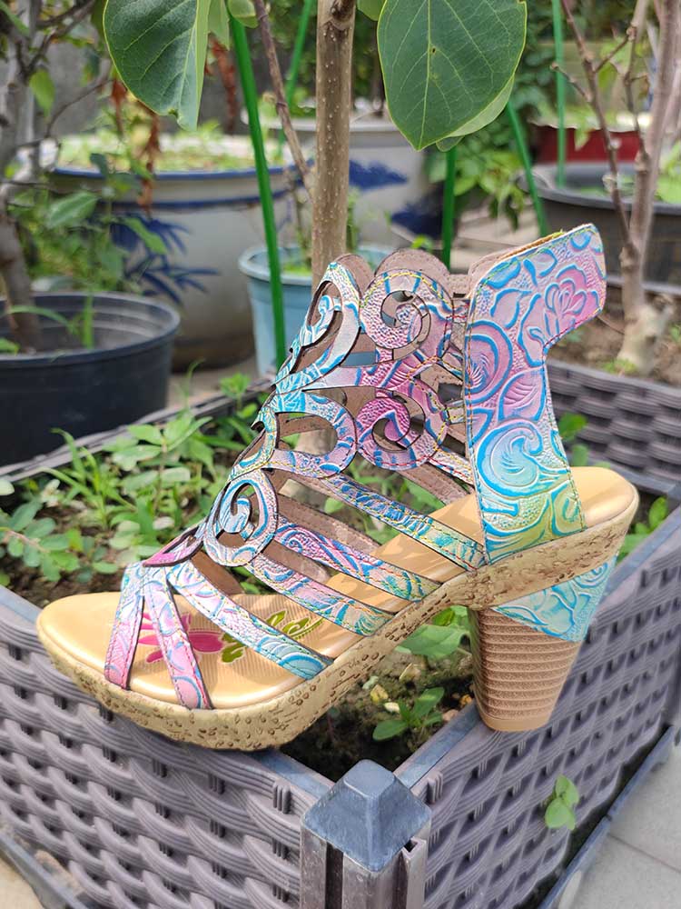 Starlit Confidence Hand Painted Leather Sandals Luxe