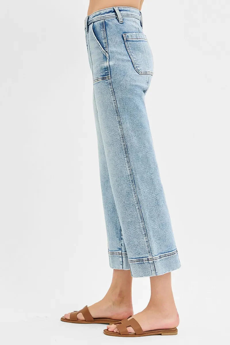 High-Rise Crop Wide-Leg Front-Seam RISEN Jeans – Full & Plus Size
