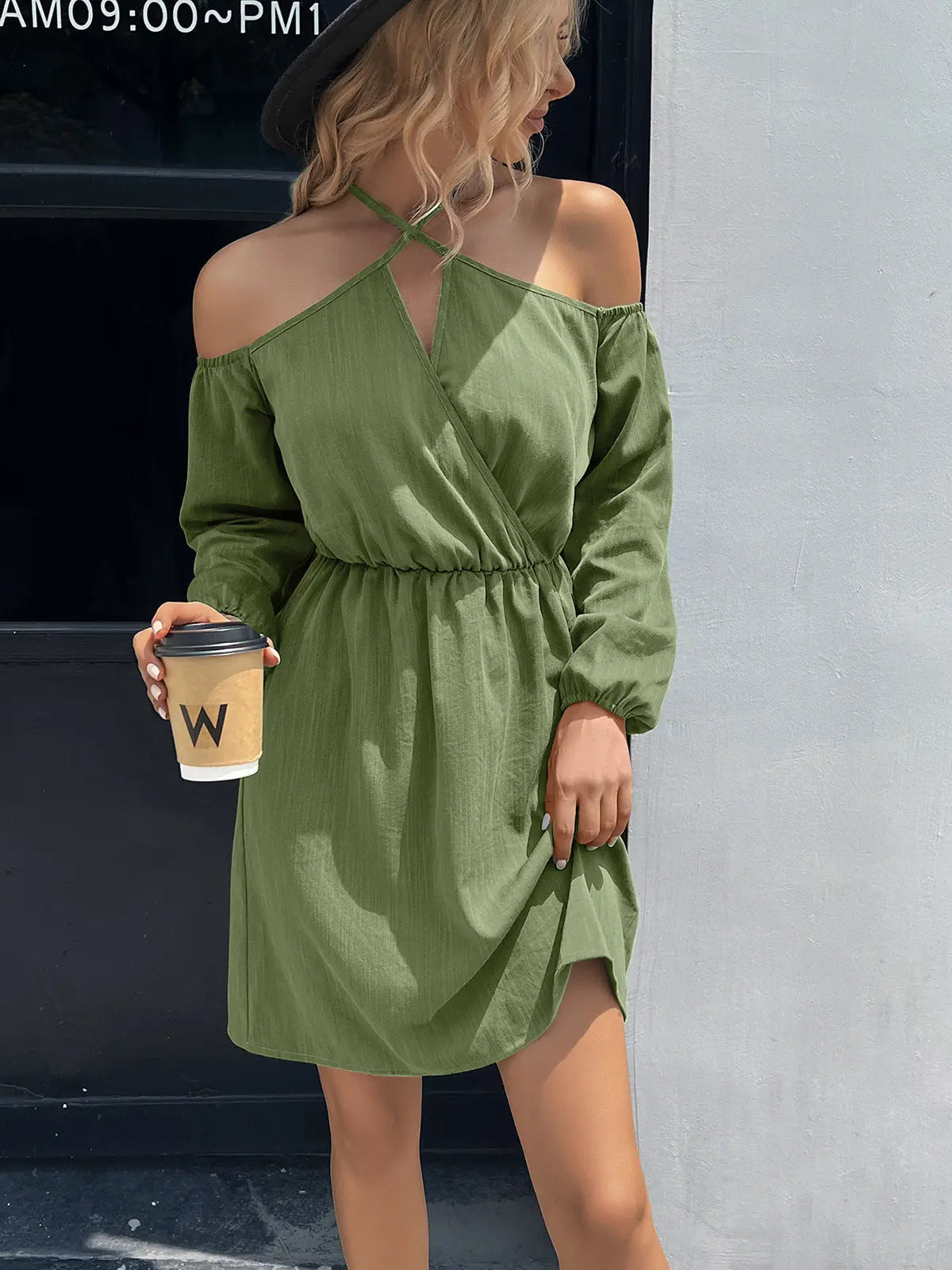 Celestial Chic Cold-Shoulder Crisscross Mini Dress