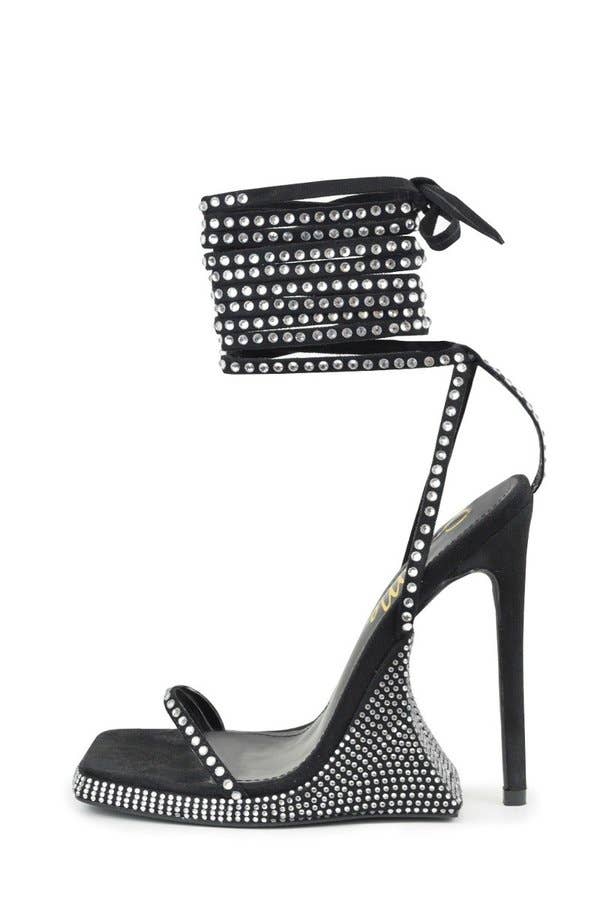 Her Name is Diamond Rhinestone Lace Up Heel Sandals