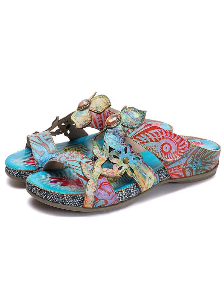Starlit Confidence Hand Painted Genuine Leather Slippers