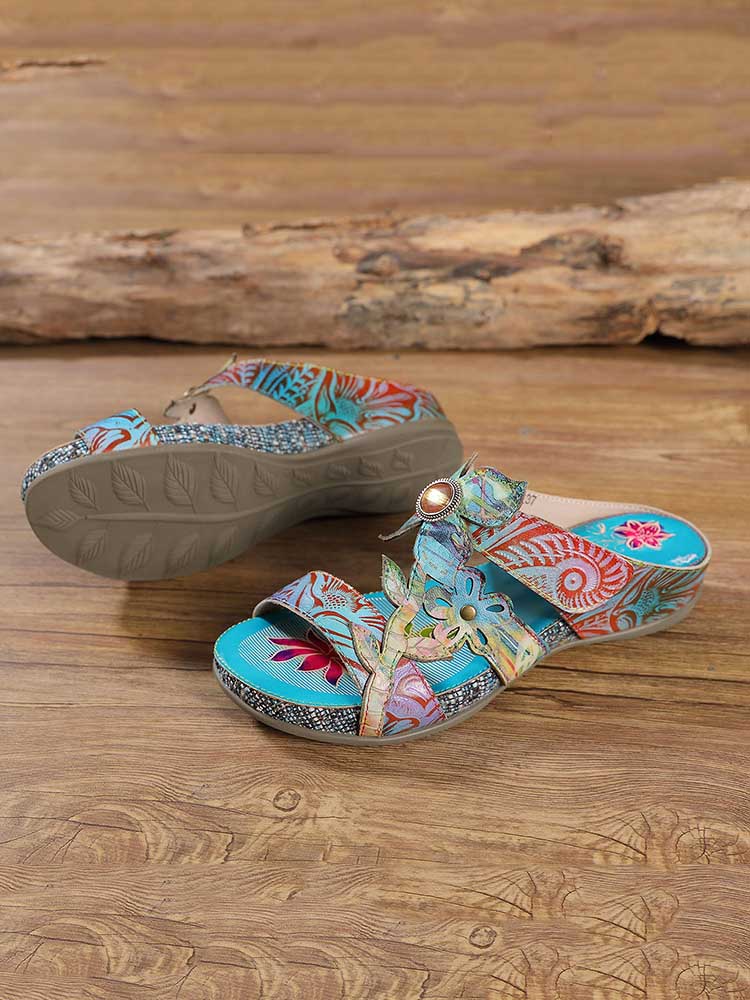 Starlit Confidence Hand Painted Genuine Leather Slippers