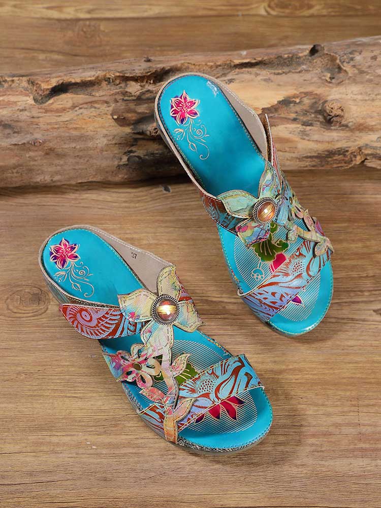 Starlit Confidence Hand Painted Genuine Leather Slippers