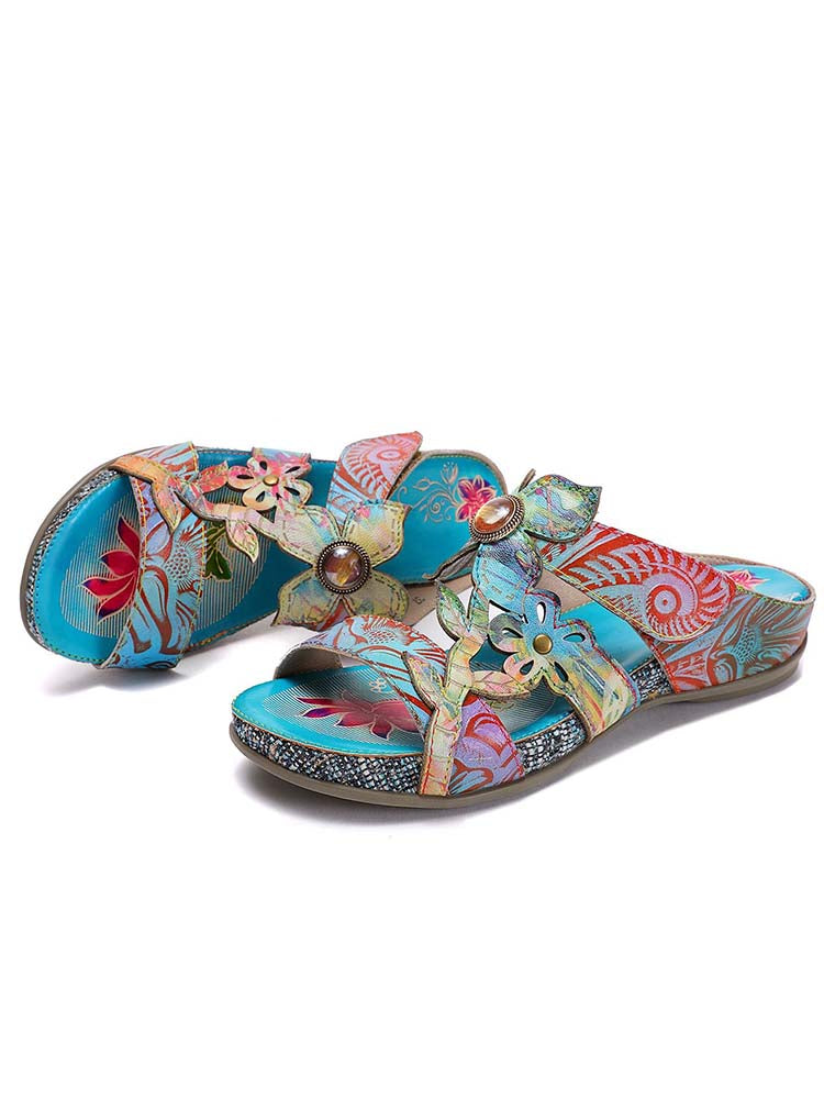 Starlit Confidence Hand Painted Genuine Leather Slippers