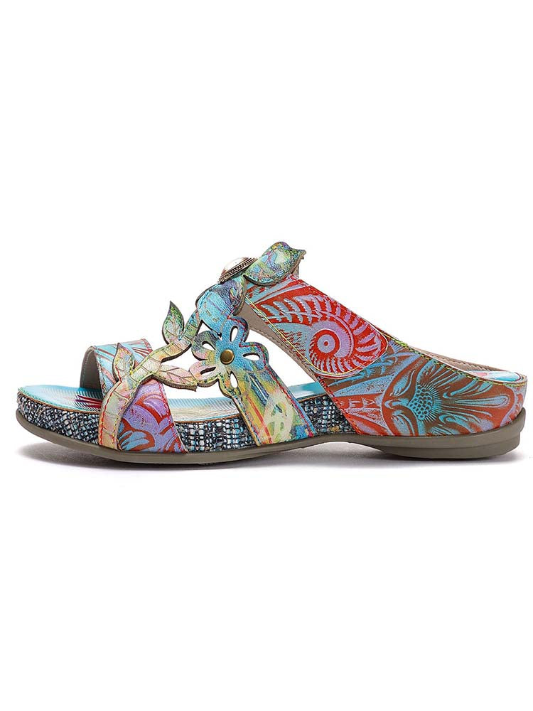 Starlit Confidence Hand Painted Genuine Leather Slippers