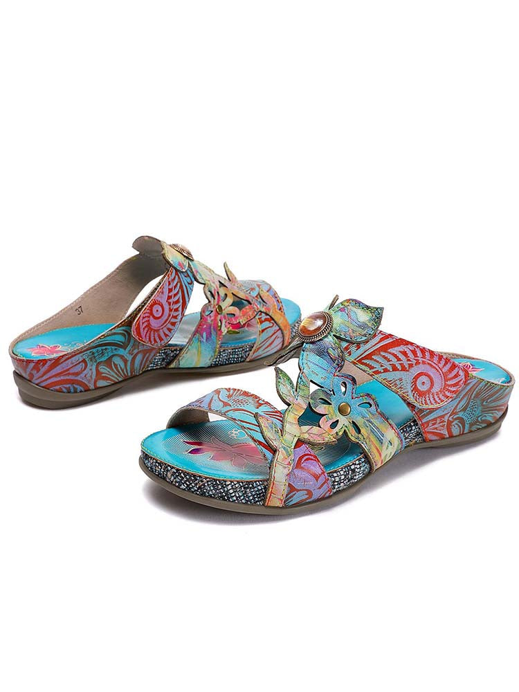 Starlit Confidence Hand Painted Genuine Leather Slippers