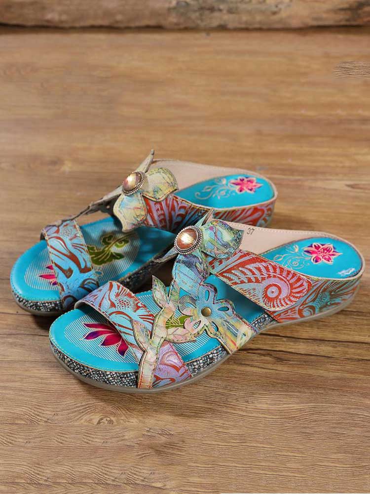 Starlit Confidence Hand Painted Genuine Leather Slippers