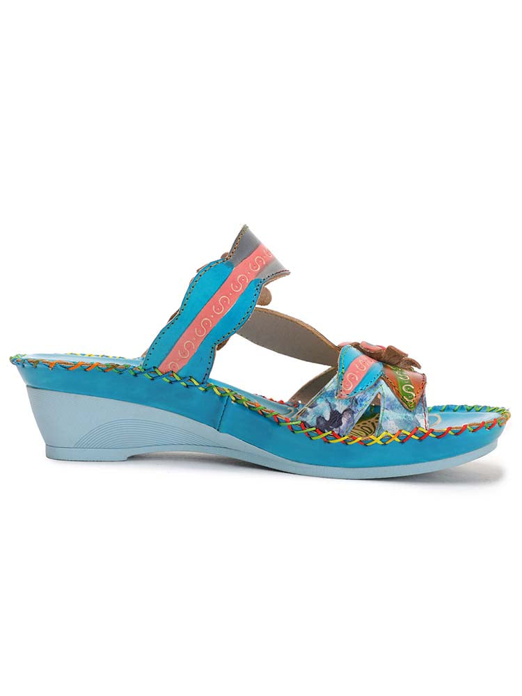 Starlit Radiance Gwen Floral Embossed Leather Sandals