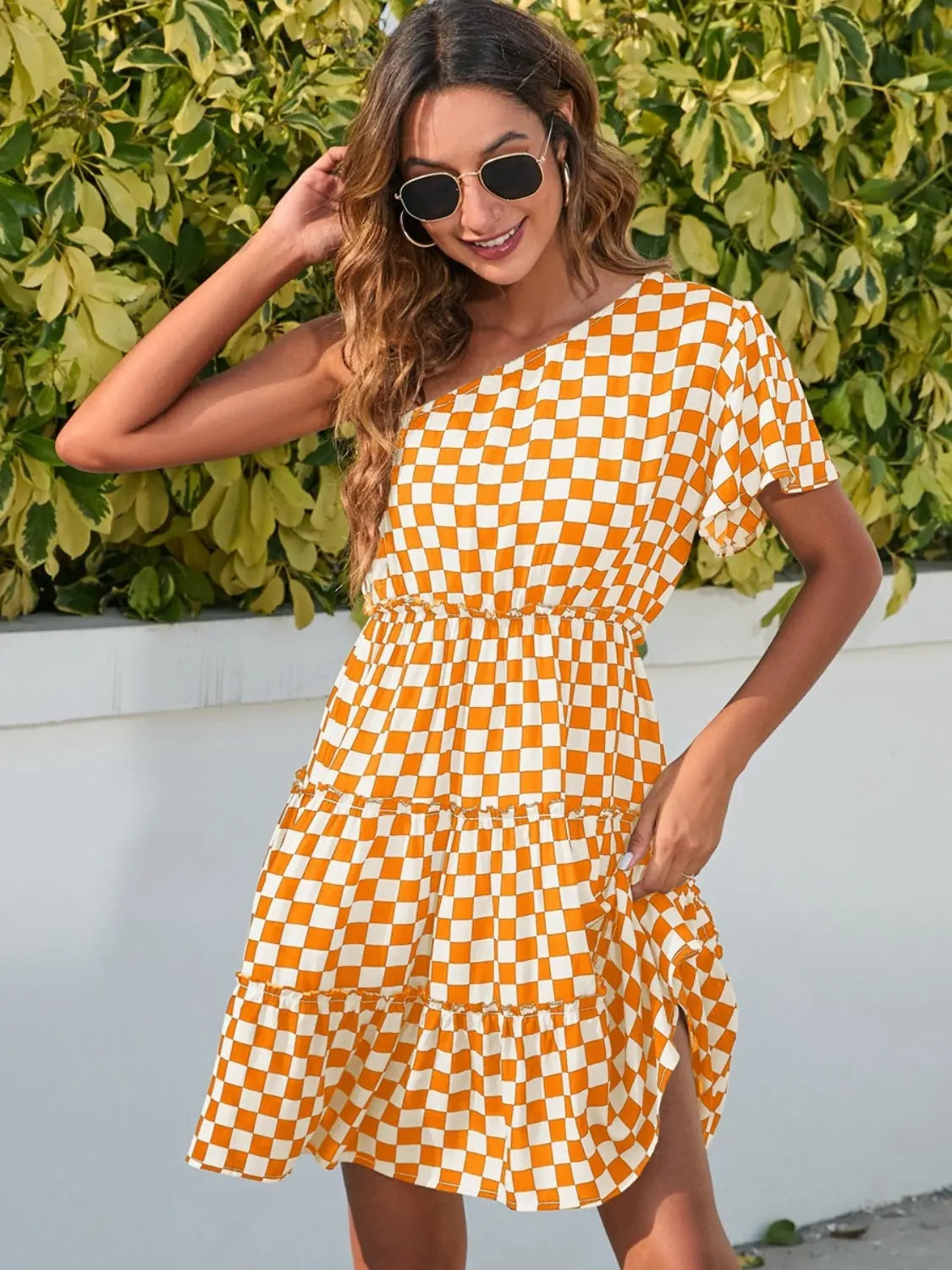 Chic Lunar Beauty Checkered Mini Dress