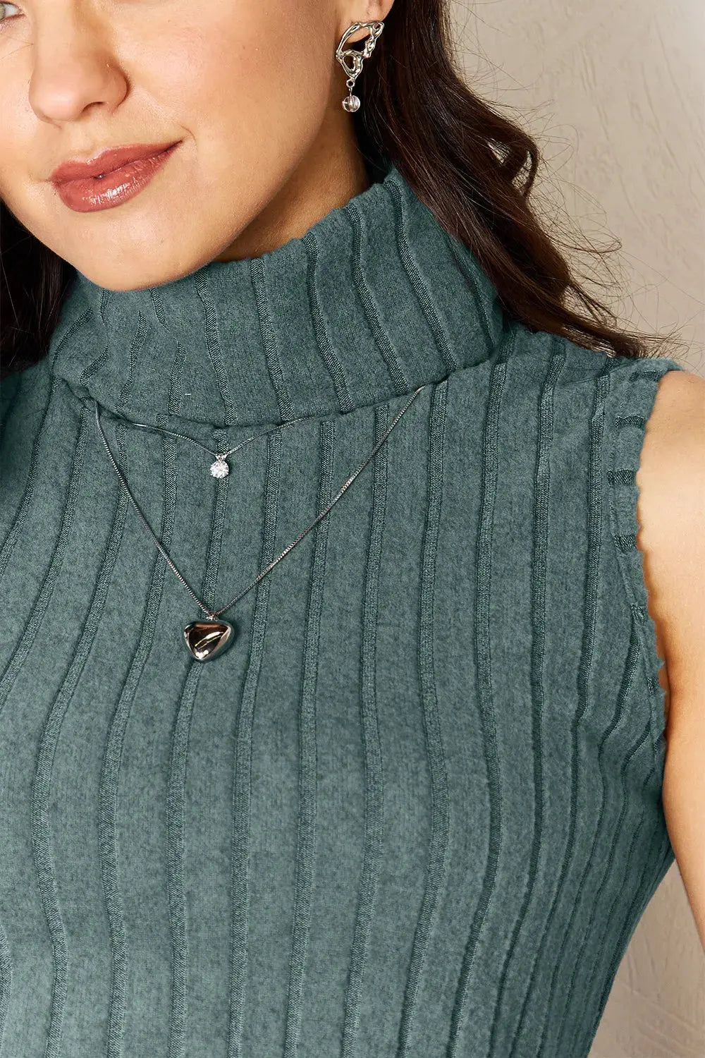 Celestial Elegance Ribbed Turtleneck Tank