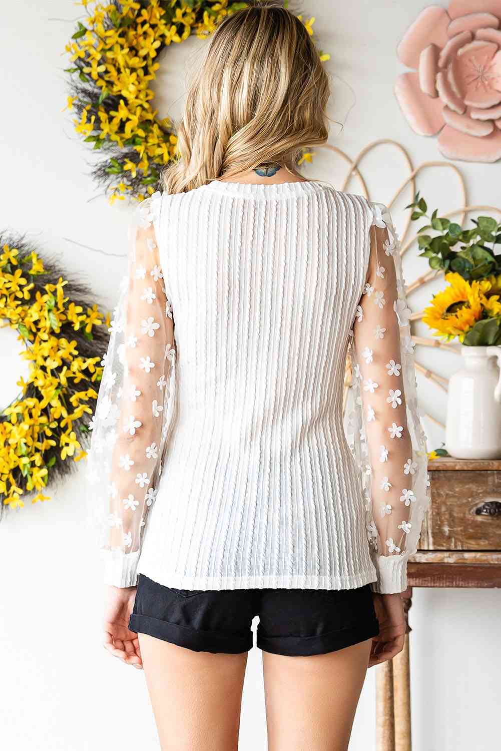 Celestial Chic Floral Applique Blouse