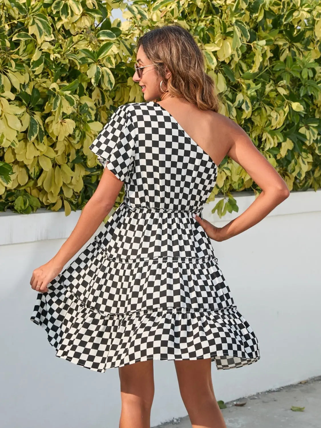 Chic Lunar Beauty Checkered Mini Dress