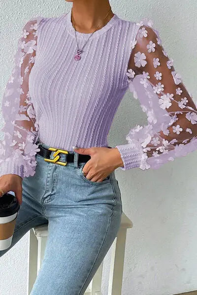 Celestial Chic Floral Applique Blouse
