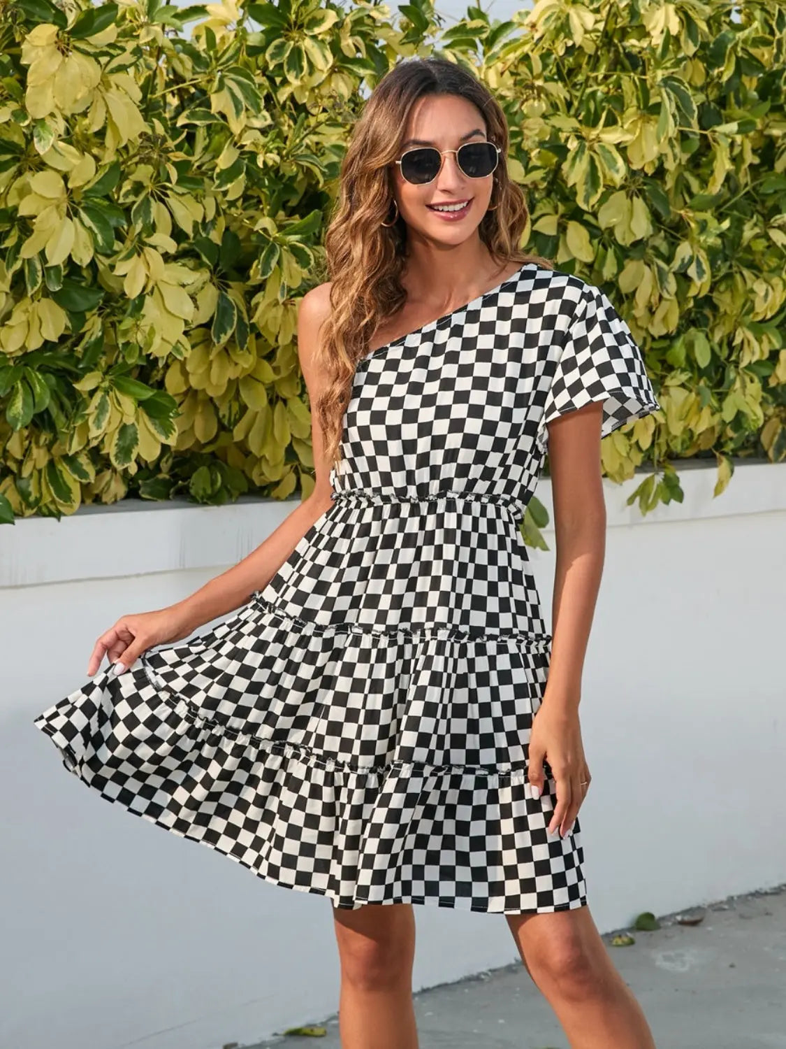 Chic Lunar Beauty Checkered Mini Dress