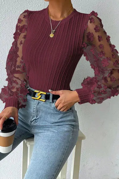 Celestial Chic Floral Applique Blouse