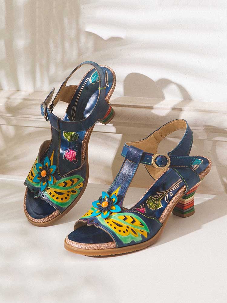 Starlit Retro Stripe Heel Sandals Radiate Confidence