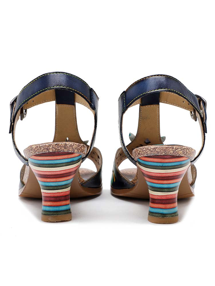 Starlit Retro Stripe Heel Sandals Radiate Confidence