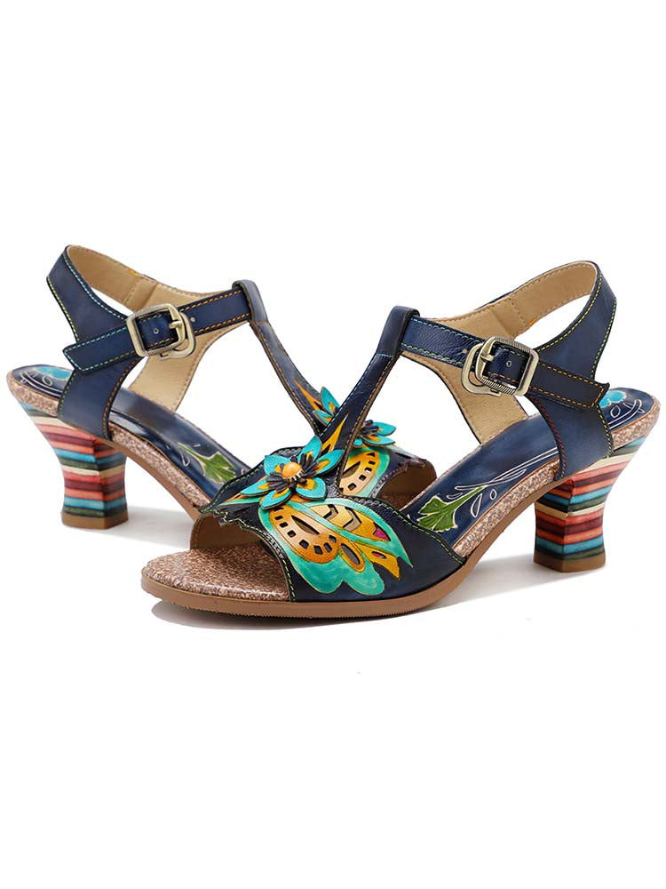 Starlit Retro Stripe Heel Sandals Radiate Confidence