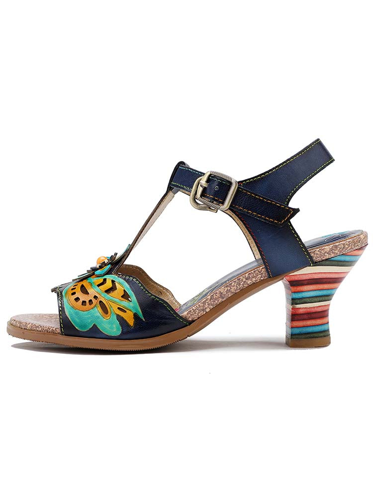 Starlit Retro Stripe Heel Sandals Radiate Confidence
