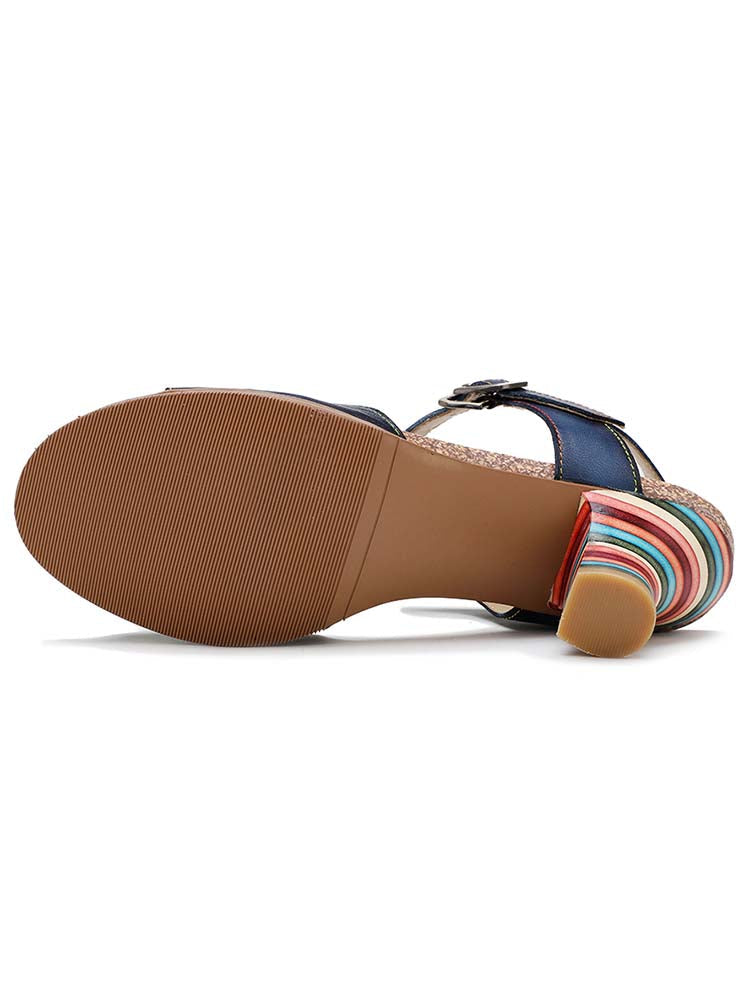 Starlit Retro Stripe Heel Sandals Radiate Confidence