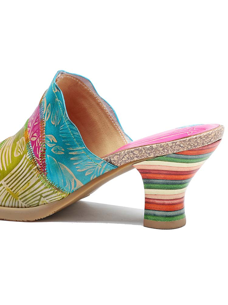 Starlit Confidence Four Color Splicing Leather Slippers