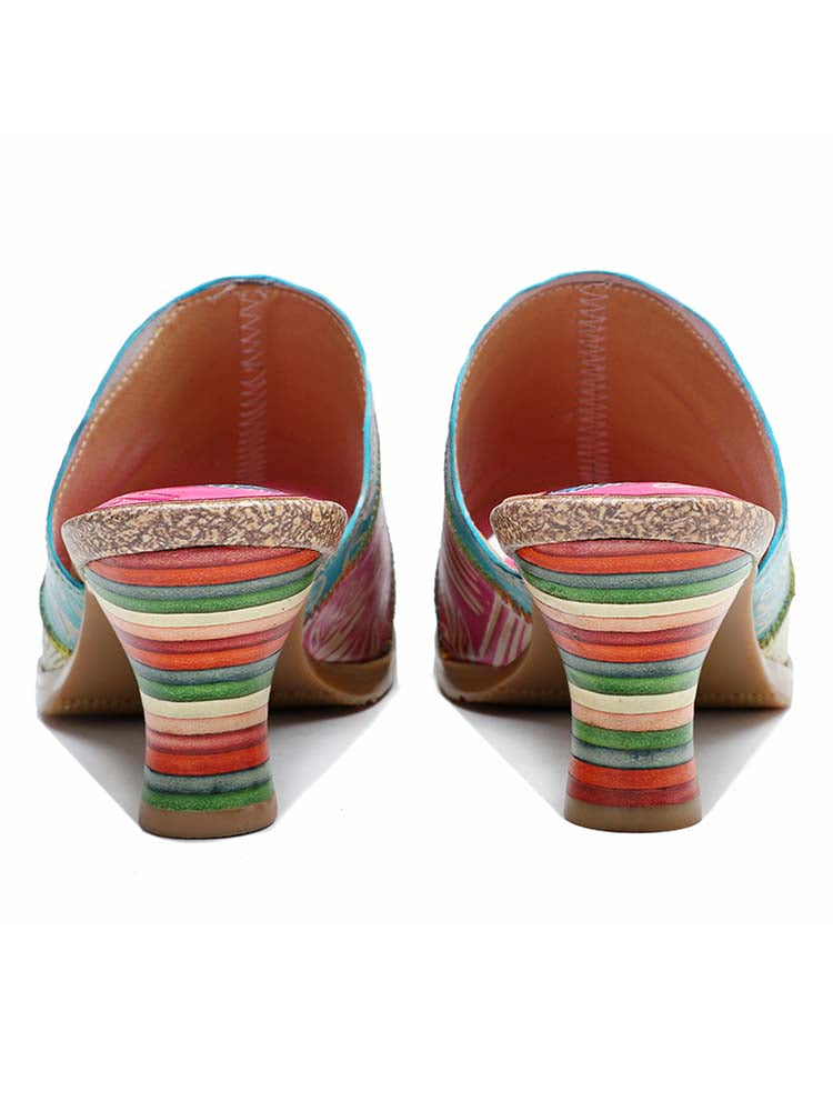 Starlit Confidence Four Color Splicing Leather Slippers
