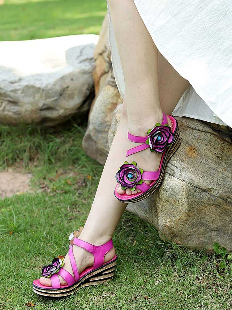 Stellar Radiance Rose Wedge Sandals Trendsetting Comfort