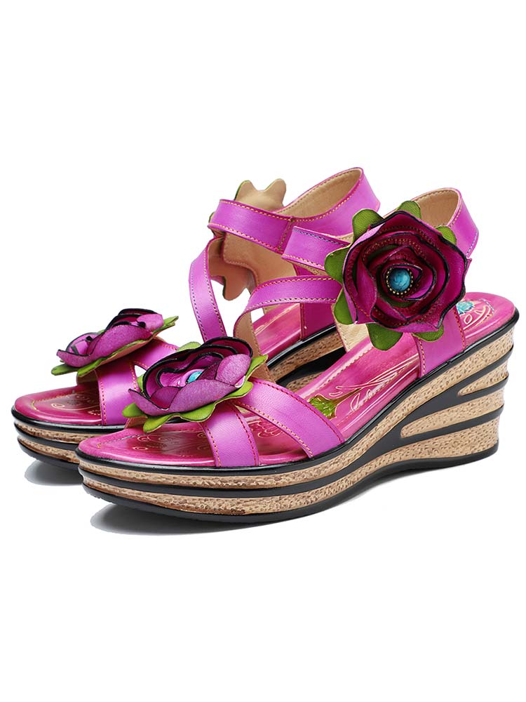Stellar Radiance Rose Wedge Sandals Trendsetting Comfort