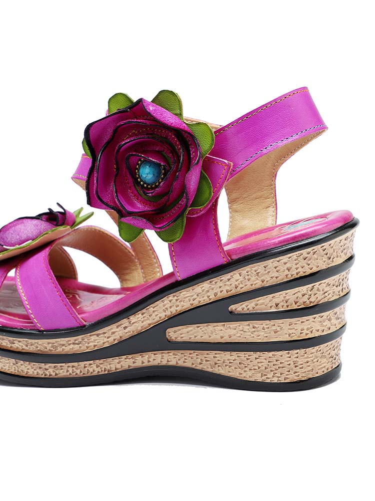 Stellar Radiance Rose Wedge Sandals Trendsetting Comfort