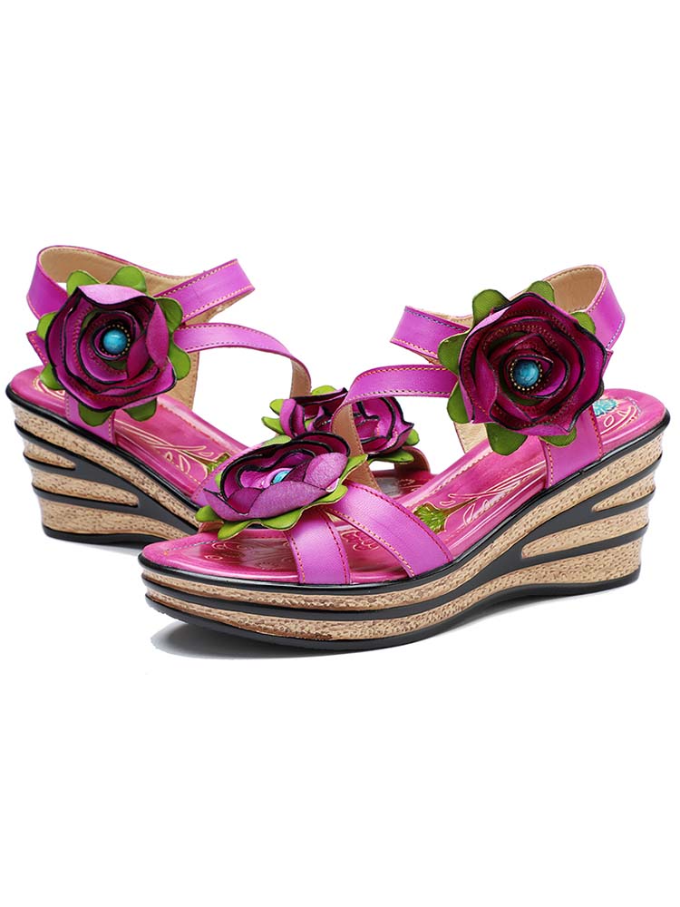 Stellar Radiance Rose Wedge Sandals Trendsetting Comfort