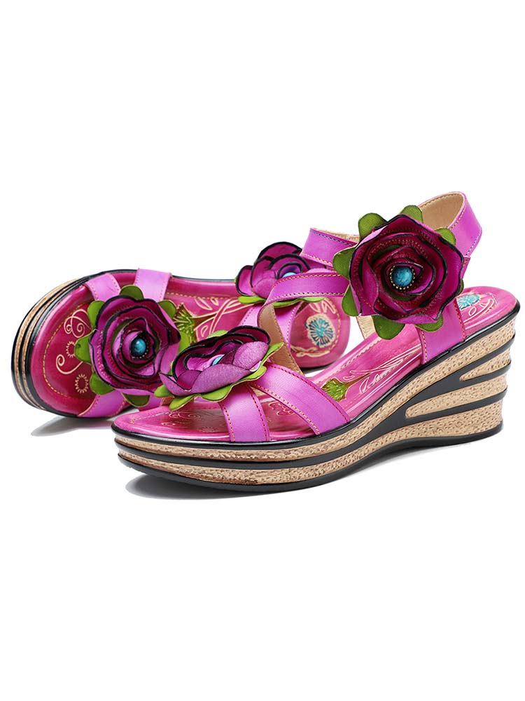 Stellar Radiance Rose Wedge Sandals Trendsetting Comfort