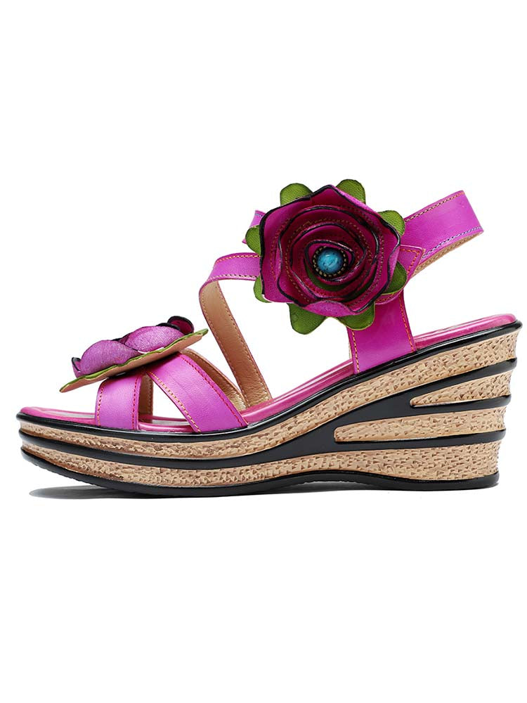 Stellar Radiance Rose Wedge Sandals Trendsetting Comfort