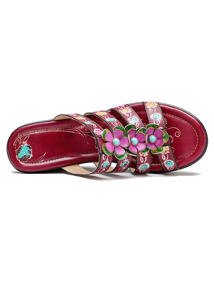 Starlit Confidence Purple Triple Flower Wedge Slippers