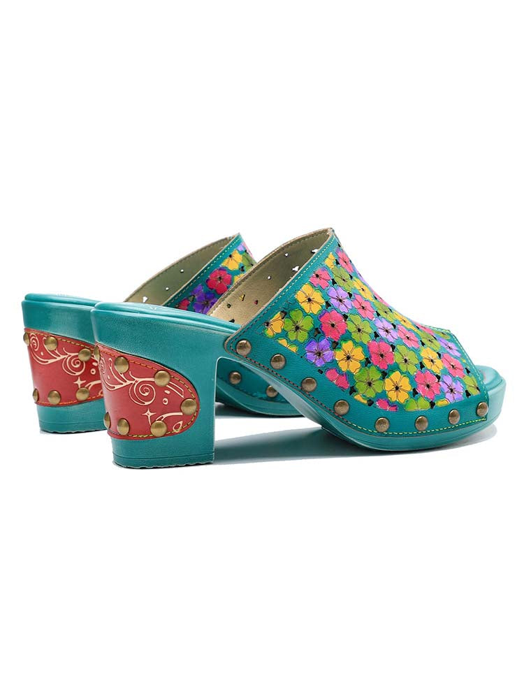 Starlit Magnetism Retro Four Color Handmade Leather Sandals