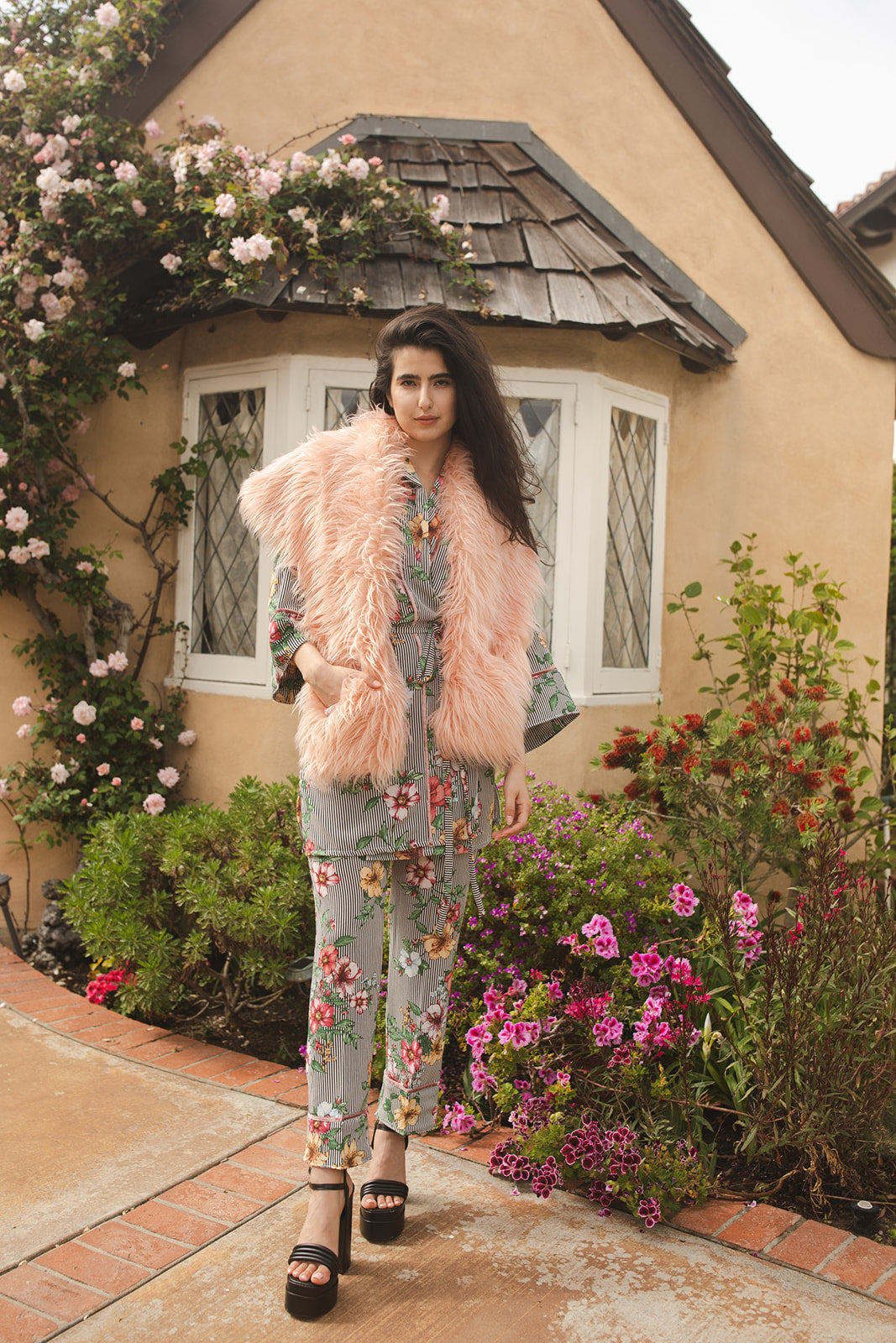 Blush Faux Fur Shawl