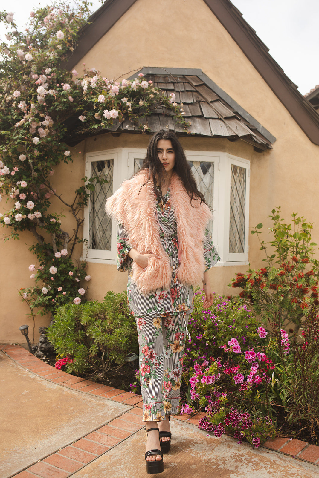 Blush Faux Fur Shawl