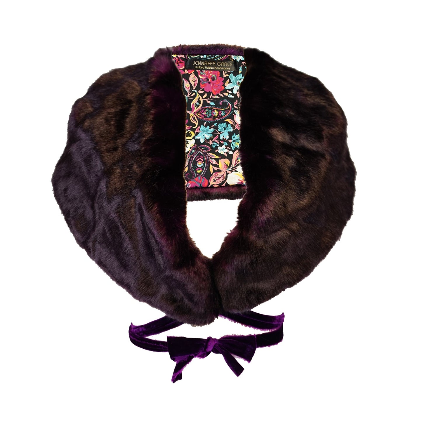 Plum Faux Fur Velvet Knot Stole